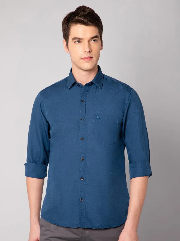 Men's Denim Shirts for a Rugged LookMen's Navy Blue Casual Plain Full Sleeve Shirt