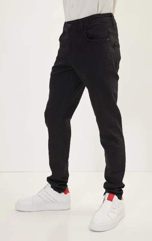 Sustainable Eco-Friendly Men's JeansMid Rise Denim Jeans- Black