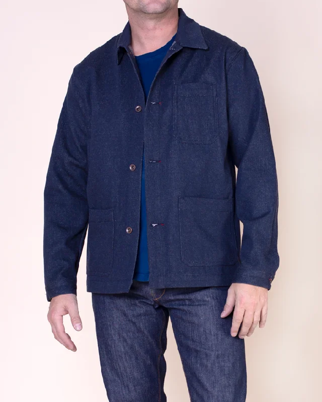Men's Jeans in Unique PatternsPatch Pocket Chore Coat | Wool Denim
