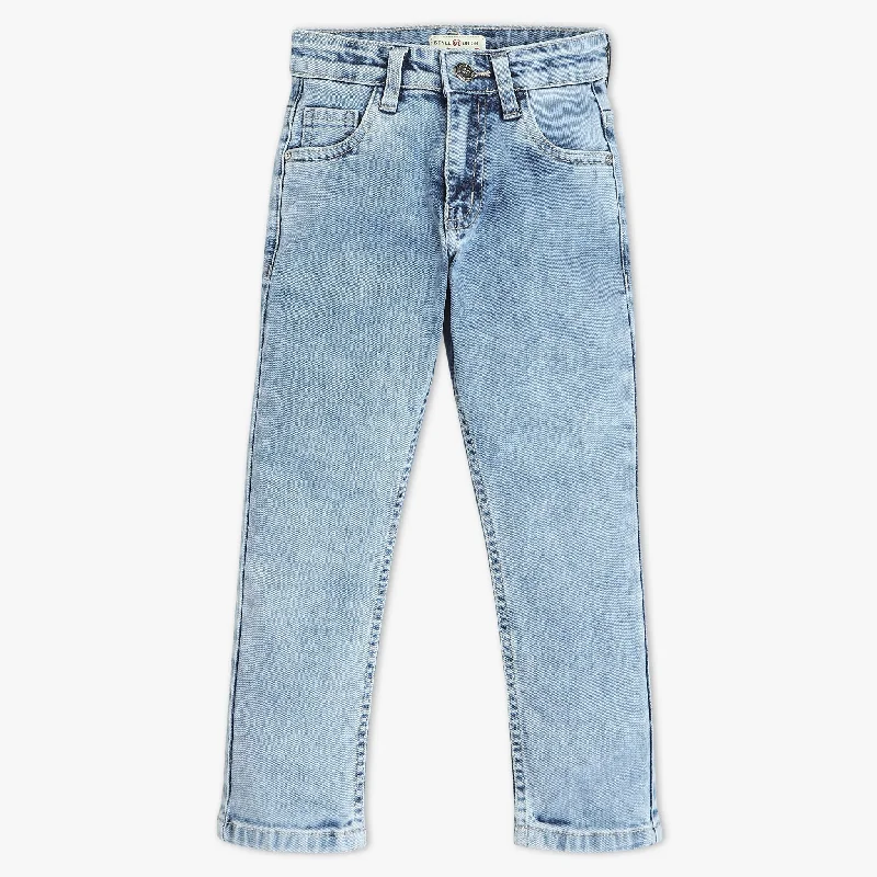 High-Waisted Men's JeansBoys Slim Fit Full Length Heavily Ball Washed Jeans