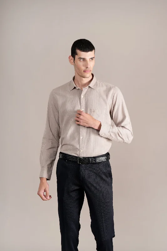 Men's Affordable Shirts for Budget-Friendly StyleMen's Grey Striped Full Sleeves Casual Shirt
