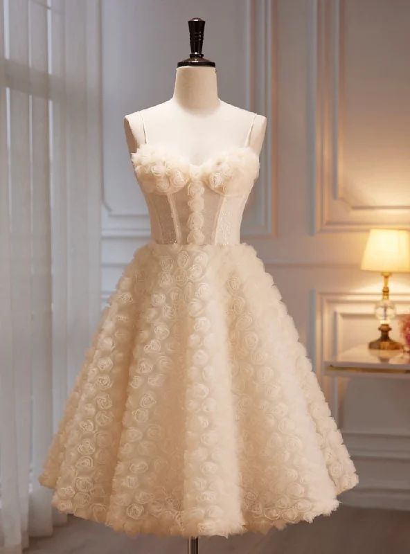 women's plus-size dressesChampagne Tulle Flower Homecoming Dress