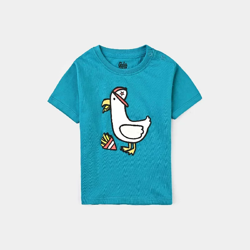 Men's Shirts with Zippered PocketsInfant Boys Cotton Jersey T-Shirt Bird-Teal