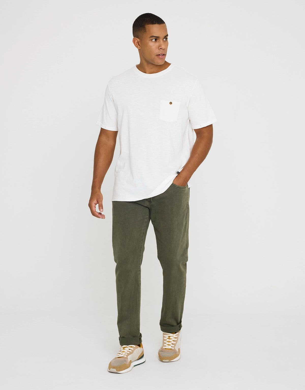 Men's Pants with Button-CuffsPantalón Largo Verde - Murter