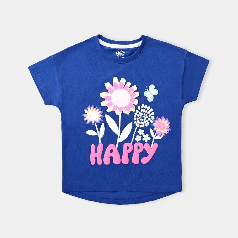 Classic Men's Button-Up ShirtsGirls Cotton Jersey T-Shirt H/S Happy-Neon Peony