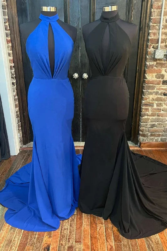 Elegant DressHalter Keyhole Mermaid Long Formal Gown