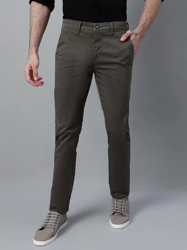 Men's Patterned Pants with ChecksMen's Olive Green Self Design Non-Pleated Casual Trouser Men's Patterned Pants with ChecksMen's Olive Green Self Design Non-Pleated Casual Trouser