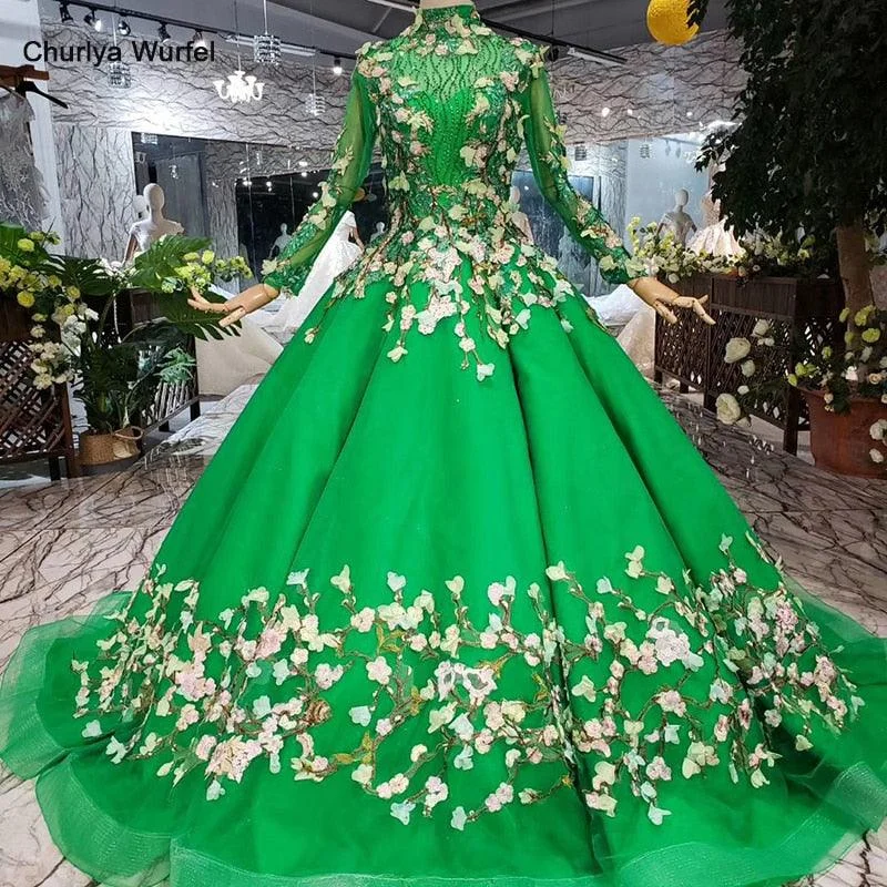 Sequined DressGreen High Neck Long Sleeve Lace-up Muslim Evening Long Dress with Veil Formal Gown Sequined DressGreen High Neck Long Sleeve Lace-up Muslim Evening Long Dress with Veil Formal Gown