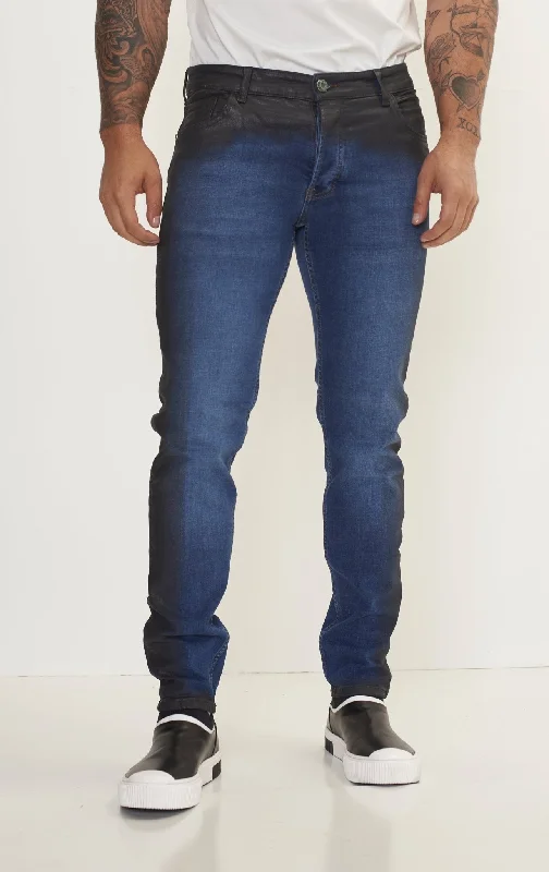 Jeans for Men with a Athletic BuildSide Waxed Tapered Jeans - Blue