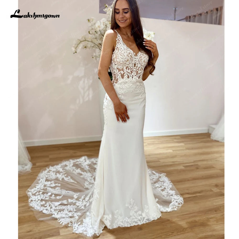 Beaded DressRoycebridal Lace Crepe Mermaid Wedding Dress Vestidos Civil Boho Bridal Gowns Cut Out Long Train 2025 vestidos para mujer Beaded DressRoycebridal Lace Crepe Mermaid Wedding Dress Vestidos Civil Boho Bridal Gowns Cut Out Long Train 2025 vestidos para mujer