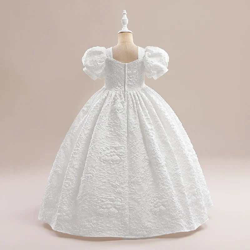 women's business casual dressesBall Gown Square Neck Puff Sleeves Flower Girl Dresses with Ruched women's business casual dressesBall Gown Square Neck Puff Sleeves Flower Girl Dresses with Ruched