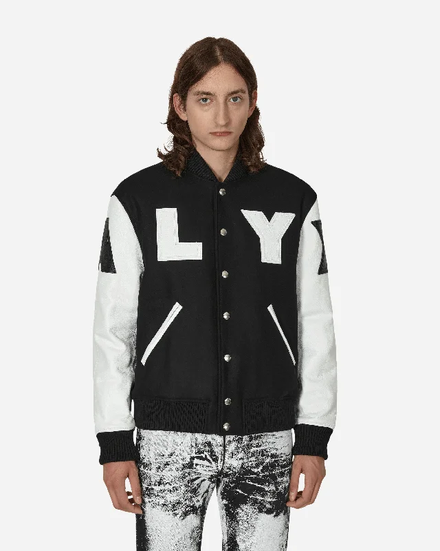 Men's Coats for SnowboardingLeather Patch Logo Varsity Jacket Black