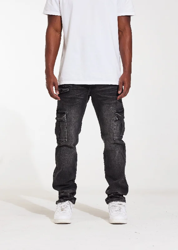 Elegant Straight-Leg Men's JeansAir Cargo Denim (Black)
