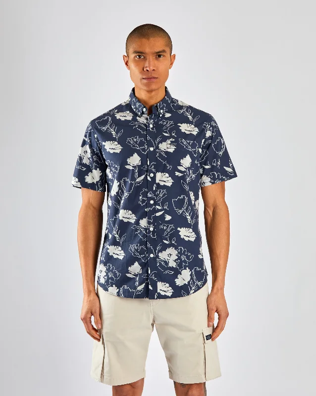 Men's Bamboo Fiber Shirts for Softness and BreathabilityWilder SS Shirt Navy Print