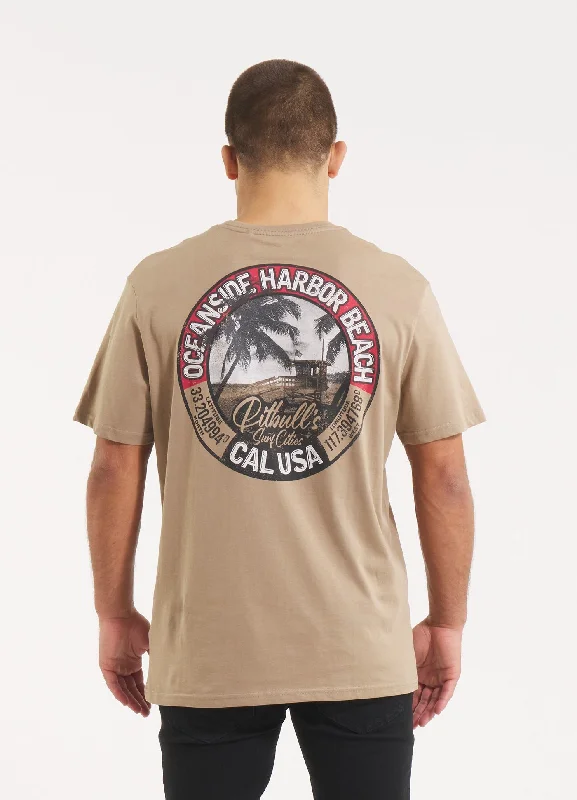 Men's Shirts with Convertible CollarsMen's T-Shirt OCEANSIDE - Dark sand
