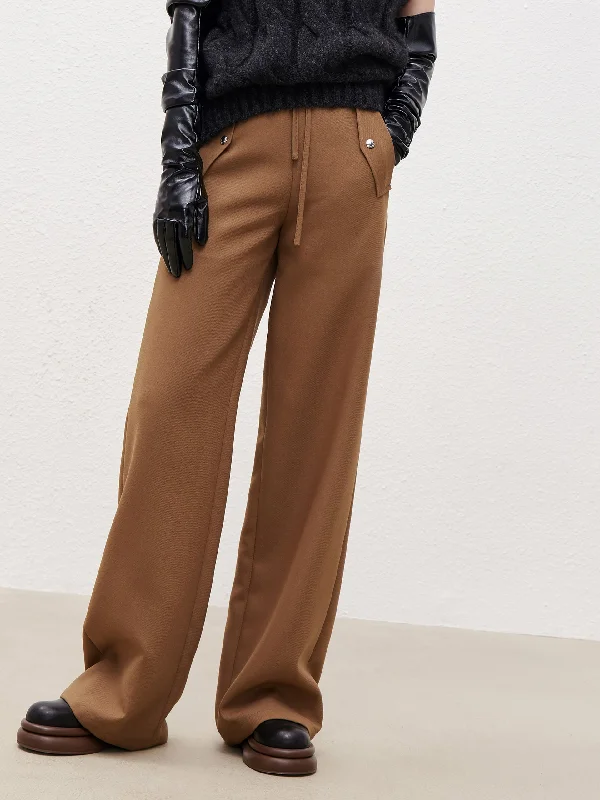 Relaxed-Fit Men's JeansWool Blend Drawstring Casual Pants