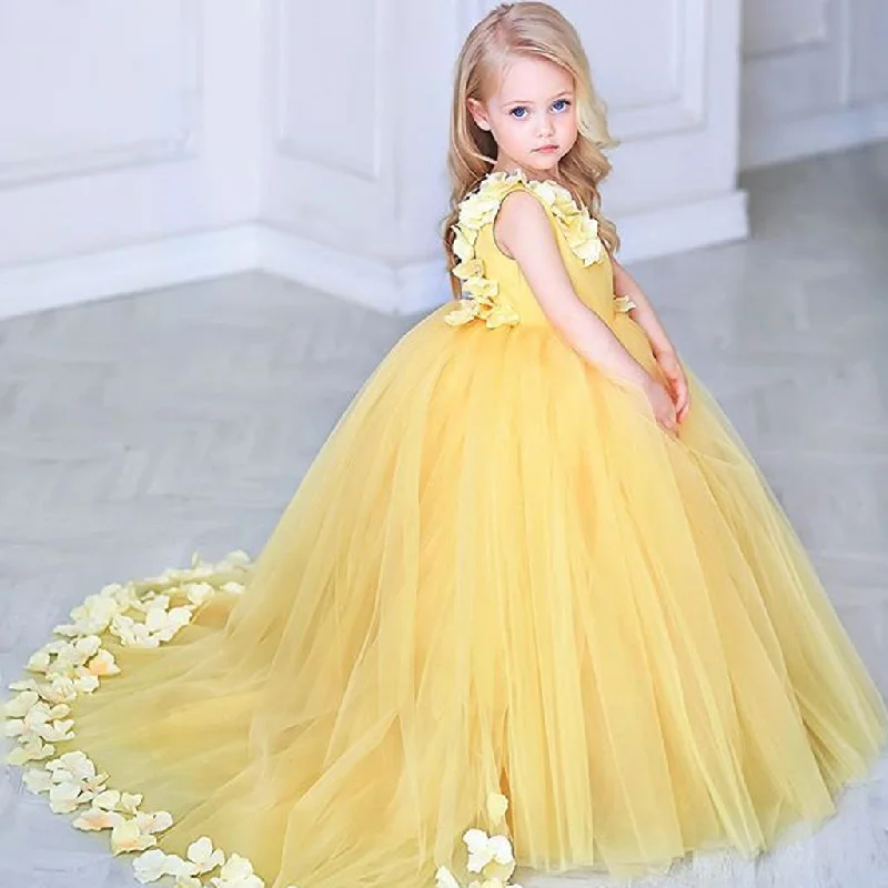 women's club dressesAdorable Yellow Tulle Flower Girl Dresses, Applique Little Girl Ball Gown, KX1300 women's club dressesAdorable Yellow Tulle Flower Girl Dresses, Applique Little Girl Ball Gown, KX1300