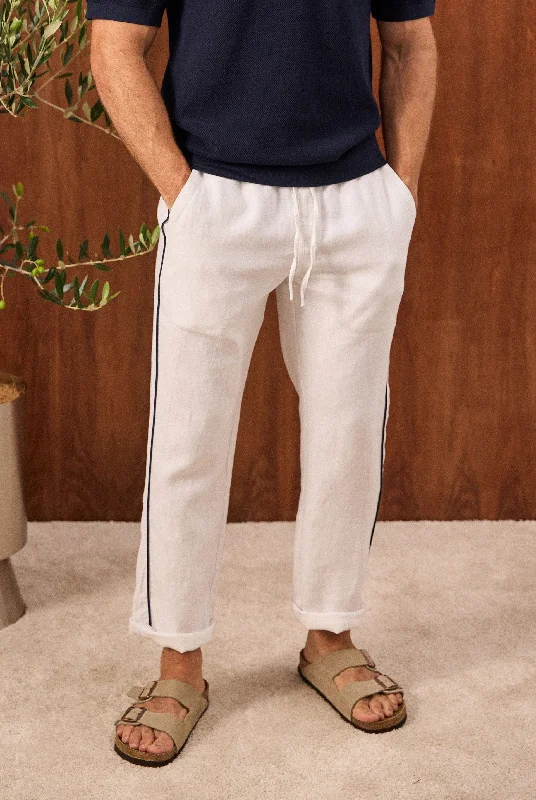 Men's Elastic-Waisted Pants for Easy MovementRiviera Piped Linen Pant