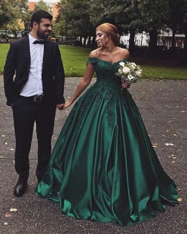 Pearl DressHunter Green Ball Gown Wedding Dresses Lace WD564