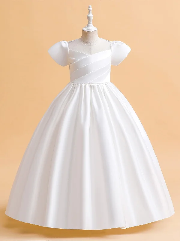 women's mother of the bride dressesBall Gown Scoop Puff Sleeves Flower Girl Dresses with Ruched women's mother of the bride dressesBall Gown Scoop Puff Sleeves Flower Girl Dresses with Ruched