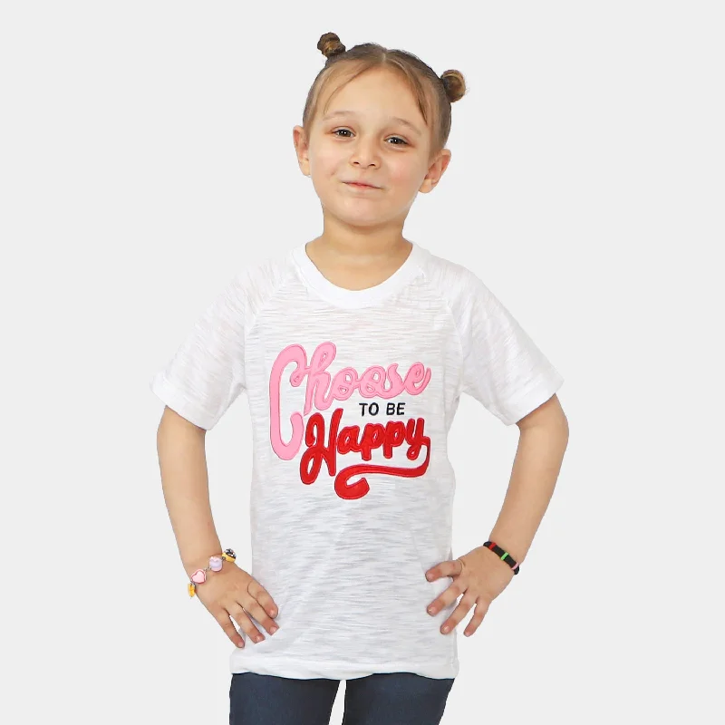 Men's Shirts with Bow TiesGirls Cotton T-Shirt Choose To Be Happy - White
