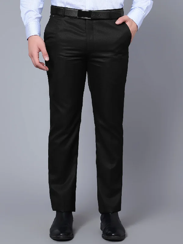 Men's Pants with Flat-Front DesignsMen's Formal Flat front Black  Trousers