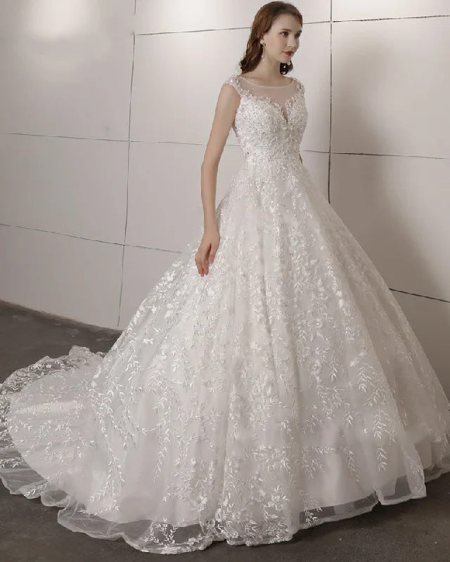 Cocktail DressPrincess Scoop Neck Ivory Lace Women Wedding Dresses 2020 for Bride Ball Gown WD1131 Cocktail DressPrincess Scoop Neck Ivory Lace Women Wedding Dresses 2020 for Bride Ball Gown WD1131