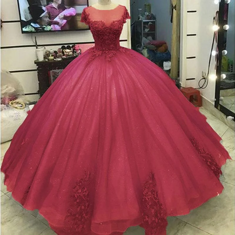 Sheath DressShinning LacePrincess Burgundy Ball Gown Wedding Dress Short Sleeves Cotillion Formal Prom Dresses Sheath DressShinning LacePrincess Burgundy Ball Gown Wedding Dress Short Sleeves Cotillion Formal Prom Dresses