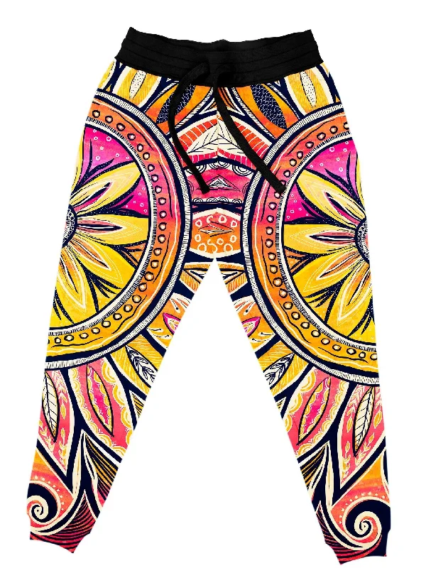 Men's Patterned Pants with StripesSun/Moon-Ray Mandala Unisex Joggers