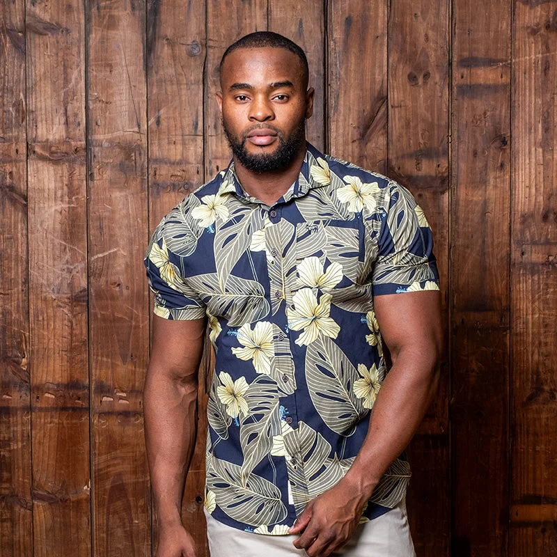 Men's Solid-Color Button-Down Shirts for VersatilityMidnight Botanicals Short Sleeve Shirt Midnight Men's Solid-Color Button-Down Shirts for VersatilityMidnight Botanicals Short Sleeve Shirt Midnight