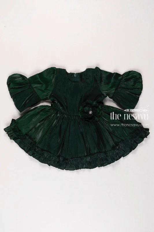 Tiered DressLuxe Emerald Infant Party Dress Designer Newborn Frock with Ruffle Detail Tiered DressLuxe Emerald Infant Party Dress Designer Newborn Frock with Ruffle Detail