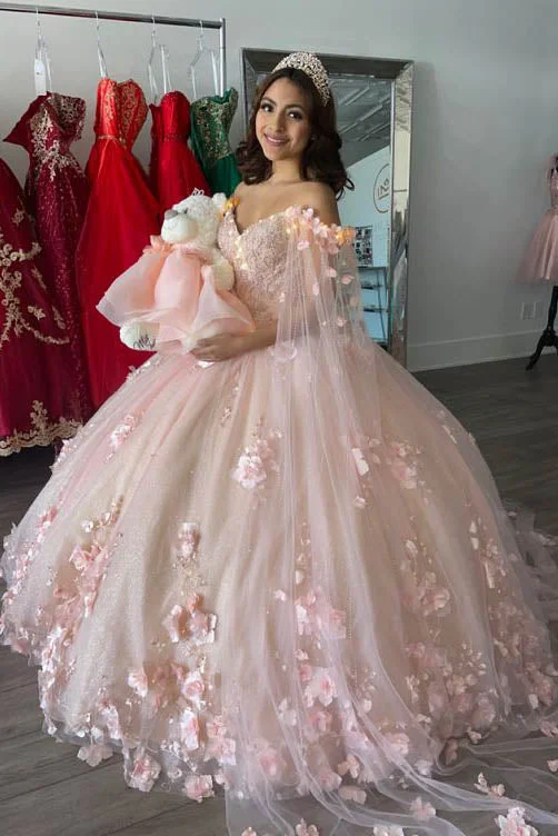 women's apple-shaped body dressesBall Gown Pink 3D Flowers Off The Shoulder Quinceanera Dresses, Sweet 16 Dresses SH552 women's apple-shaped body dressesBall Gown Pink 3D Flowers Off The Shoulder Quinceanera Dresses, Sweet 16 Dresses SH552
