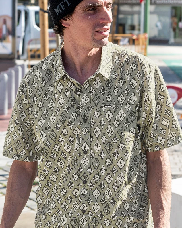 High-Waisted Bootcut Men's JeansScaler Stone Woven Short Sleeve Shirt - Thyme Green