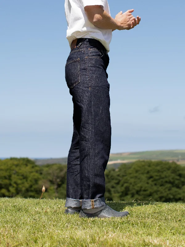 Wide-Leg Men's JeansV-Fit Tapered Fit - Japanese Linen Denim