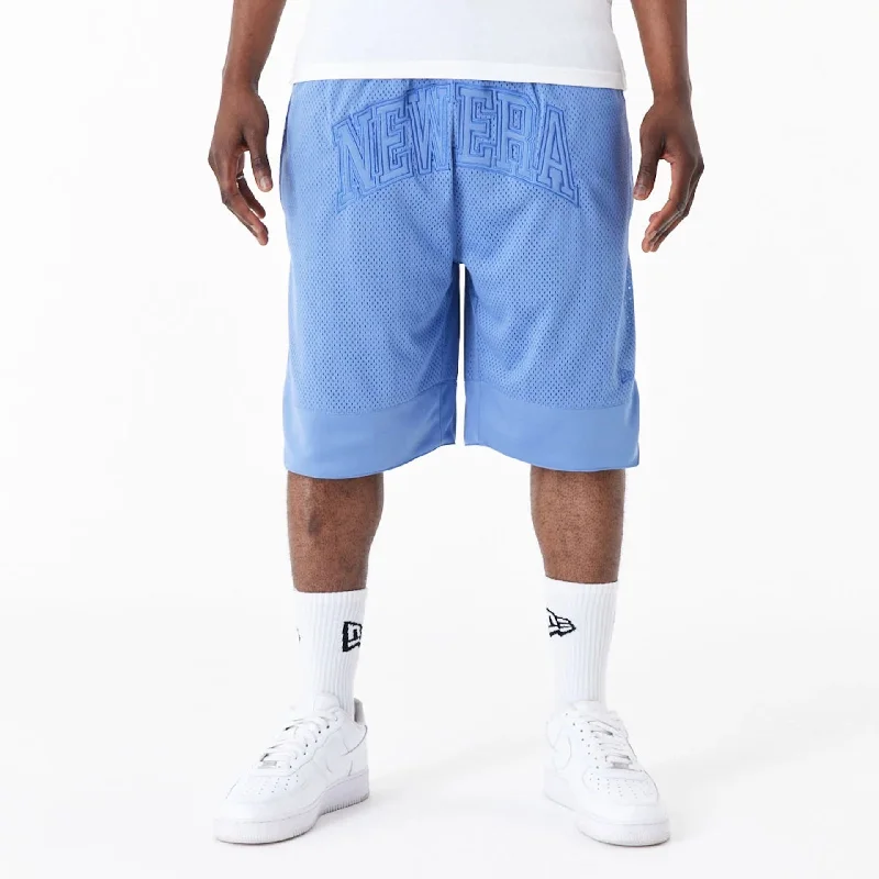 Men's Pants with Moisture-Wicking PropertiesNew Era Arch Logo Blue Mesh Shorts