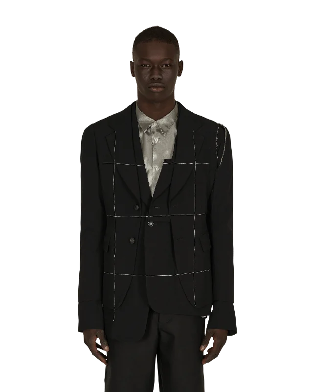 Men's Coats with Chest PocketsDeconstructed Blazer Black