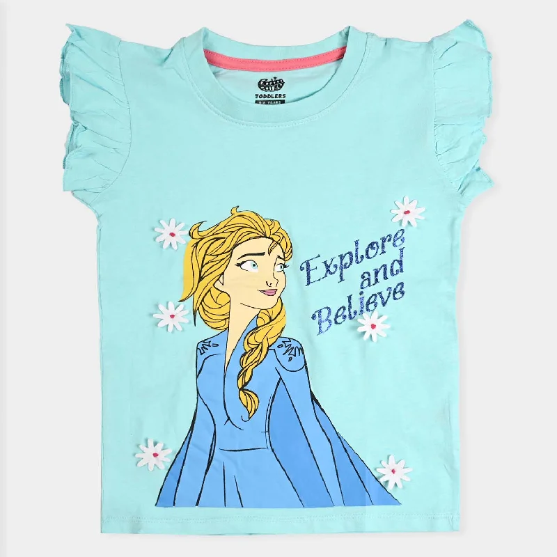 Men's Shirts with Ruffled HemlinesGirls Slub Jersey T-Shirt H/S Explore & Believe-T-Turquoise Men's Shirts with Ruffled HemlinesGirls Slub Jersey T-Shirt H/S Explore & Believe-T-Turquoise