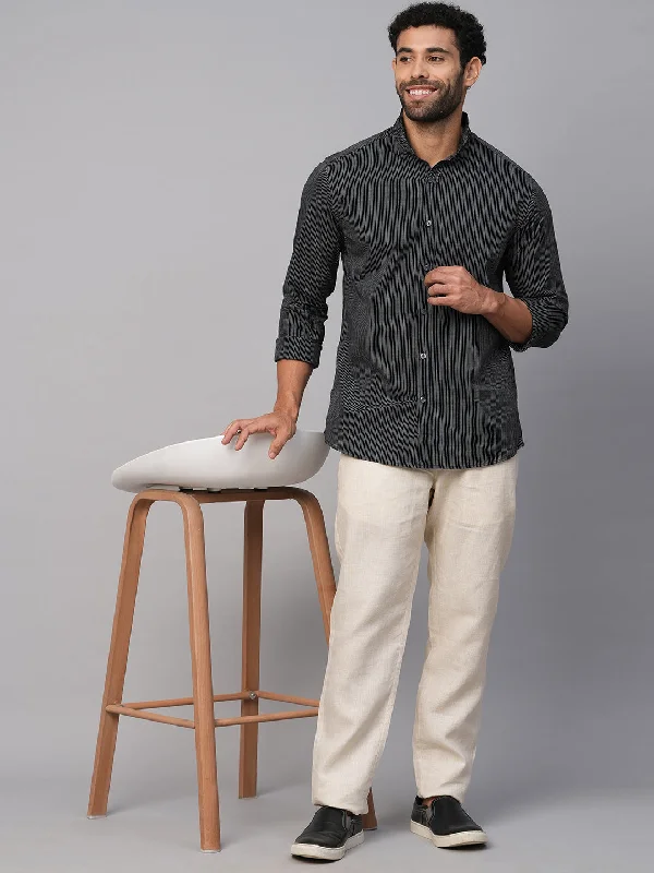Men's Neutral-Tone Shirts for Versatile StylingMen's Navy/White Cotton Slim Fit Striped Shirt Men's Neutral-Tone Shirts for Versatile StylingMen's Navy/White Cotton Slim Fit Striped Shirt