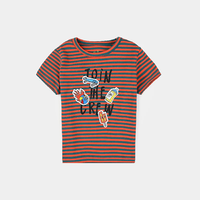 Men's Shirts with Velcro ClosuresInfant Boys Yarn Dyed T-Shirt JOIN THE CREW-Multi Men's Shirts with Velcro ClosuresInfant Boys Yarn Dyed T-Shirt JOIN THE CREW-Multi