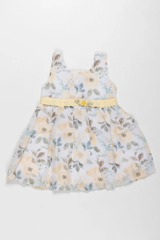 Bow-Tie DressSunshine Blossom Yellow Floral Printed Frock for Baby Girls - Garden Party Elegance Bow-Tie DressSunshine Blossom Yellow Floral Printed Frock for Baby Girls - Garden Party Elegance