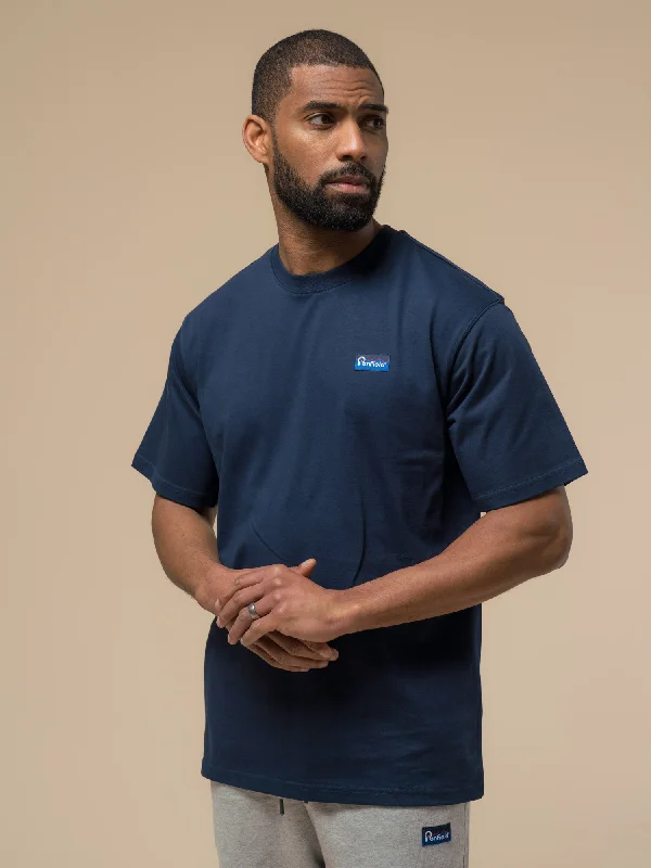 Men's Shirts with Patchwork SleevesPenfield Mens Original Logo T-Shirt in Navy Blue