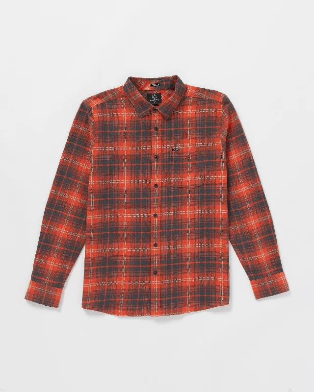 Jeans for Men with a Curvy BodyCaden Plaid Long Sleeve Shirt - Bright Red