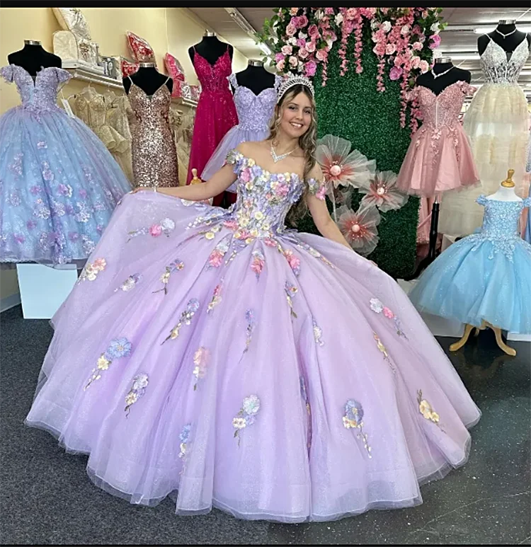 Polka-Dot DressShimmery Lavender Quinceanera Dress Off Shoulder Mexican Lace Applique Ball Gown Polka-Dot DressShimmery Lavender Quinceanera Dress Off Shoulder Mexican Lace Applique Ball Gown