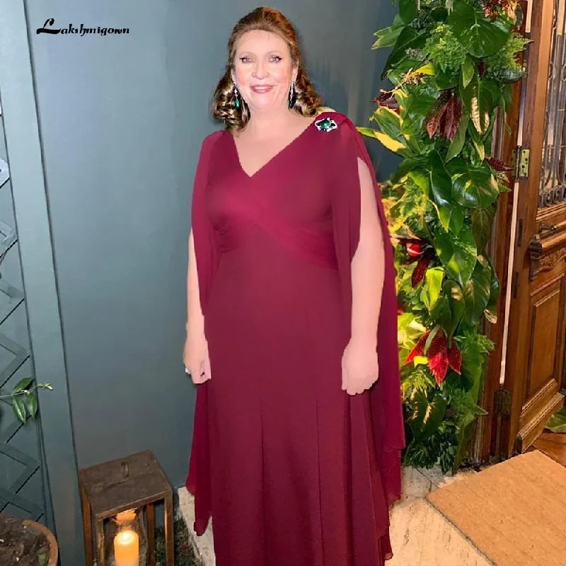 Chiffon DressArabic Burgundy Plus Size Mother Of Bride Dresses