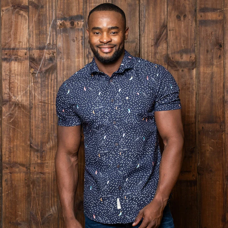 Men's Checkered Shirts for a Retro FeelOcean Living Short Sleeve Shirt Midnight
