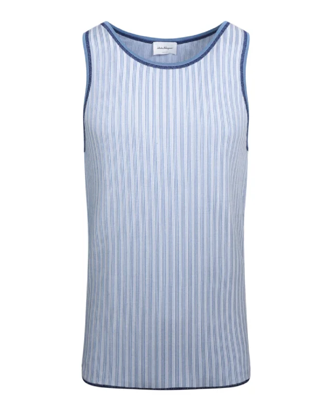 Men's Short-Sleeved ShirtsStriped Knit Tank Top