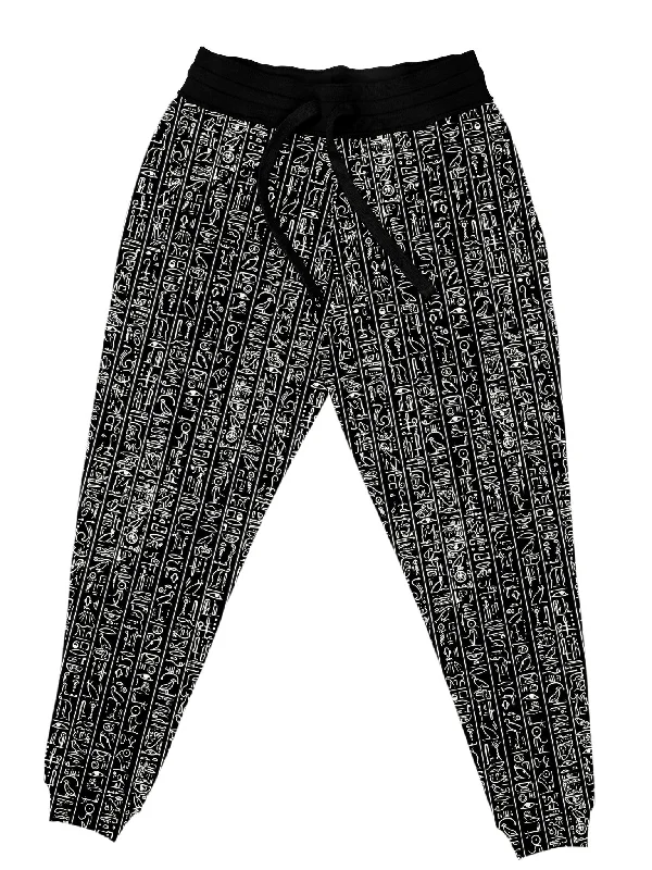 Men's Sweatpants for LoungingEgyptian Glyphs (Black) Unisex Joggers