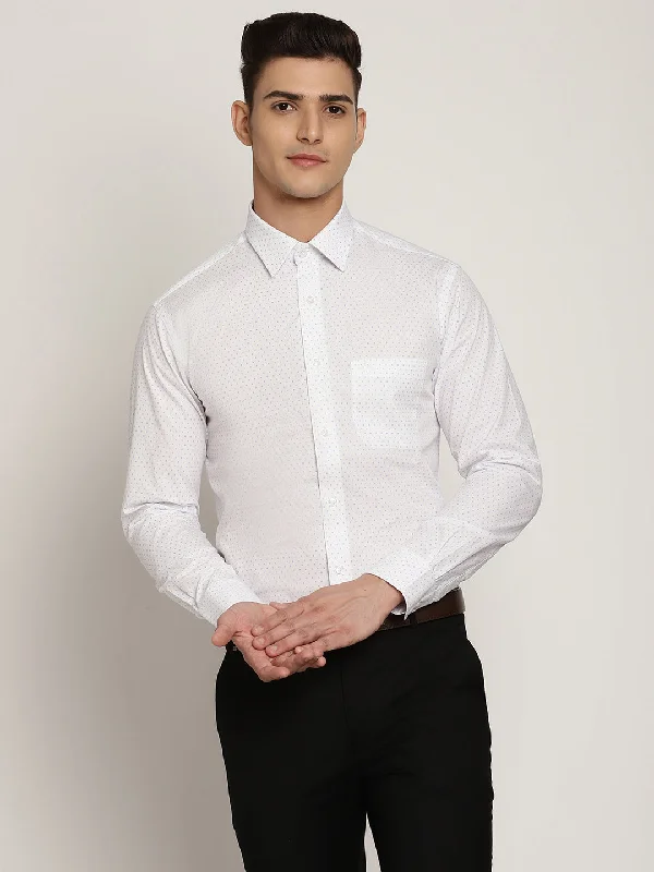 Men's Casual Friday Shirts for Relaxed Office DaysMen's White Formal Geometric Print Full Sleeve Shirt Men's Casual Friday Shirts for Relaxed Office DaysMen's White Formal Geometric Print Full Sleeve Shirt
