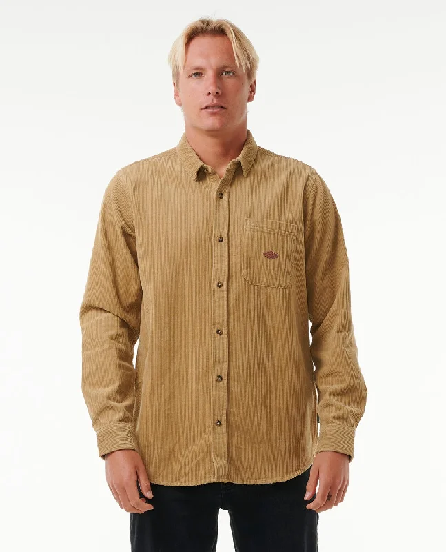 Men's Floral Print Shirts for Spring and SummerRip Curl Classic Surf Cord L/S Shirt-Dark Khaki