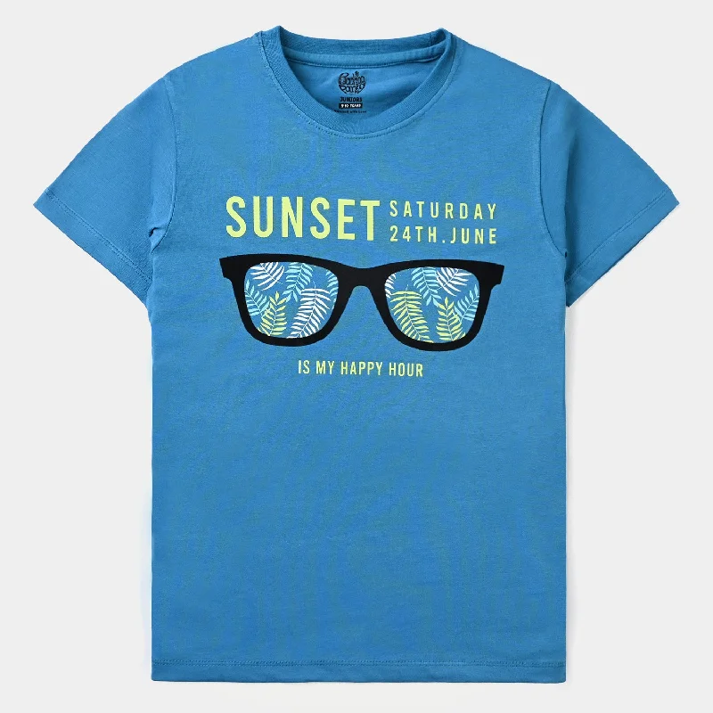 Classic Men's Button-Up ShirtsBoys Cotton Jersey T-Shirt H/S Sunset Saturday-Fjord Blue Classic Men's Button-Up ShirtsBoys Cotton Jersey T-Shirt H/S Sunset Saturday-Fjord Blue